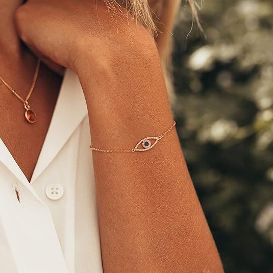 Gold Bracelet With Evil Eye Charm image 2