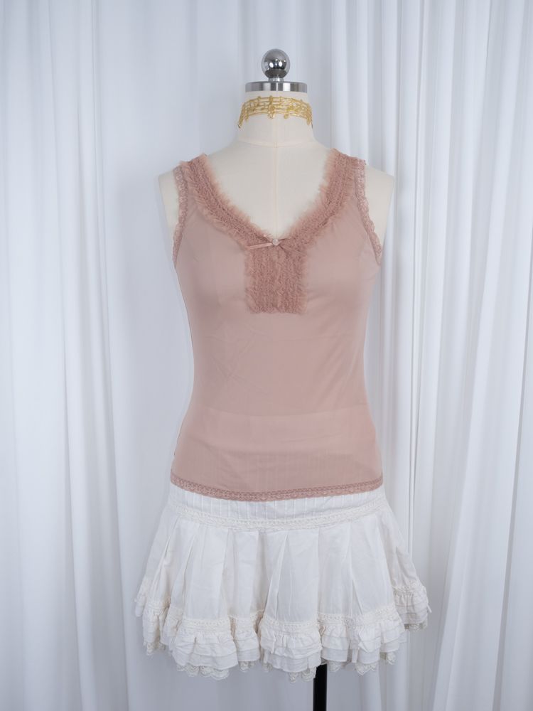 PINK LACE TRIM RIBBON TOP 2