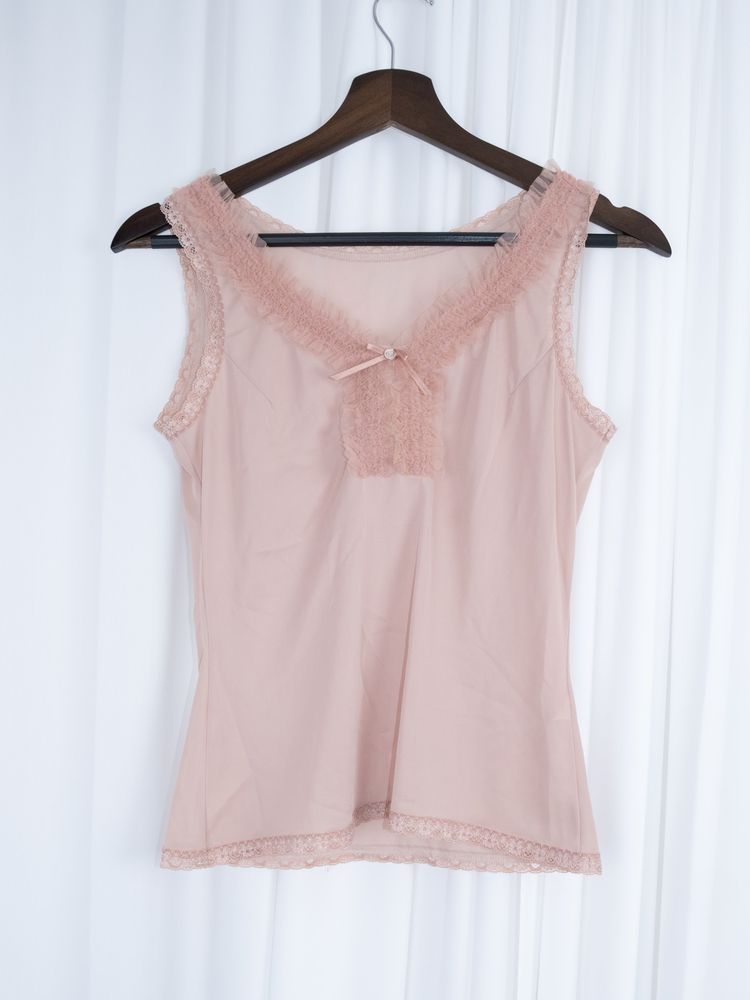 PINK LACE TRIM RIBBON TOP 4