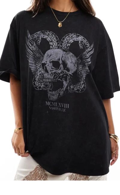 Black Graphic Oversized T-Shirt Medium