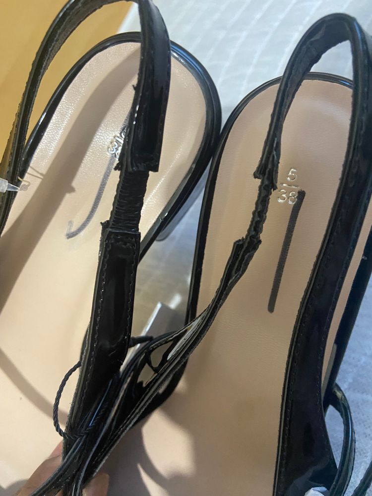 Yours Black pantent slingback shoes– Size 5 – BNWT image 9