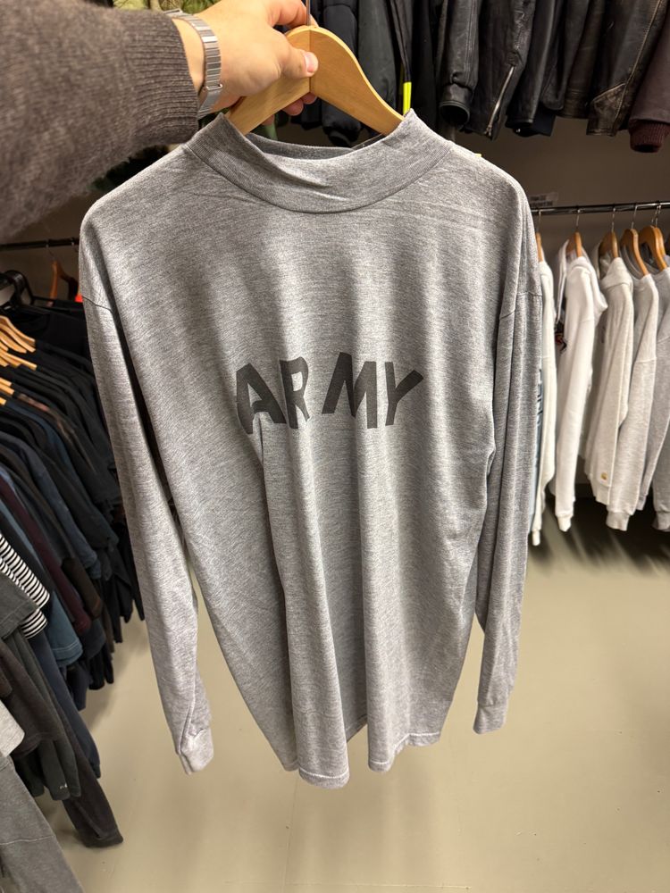 Grey Long Sleeve Shirt With Army Print