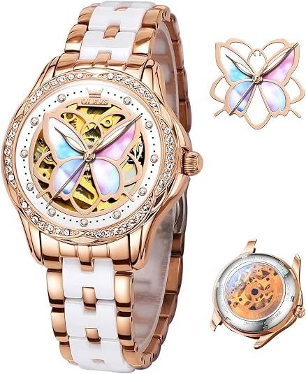 Immagine di Rose Gold And White Butterfly Watch 1