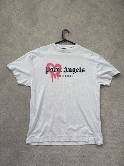 Palm Angels White Heart Drip T-Shirt Medium