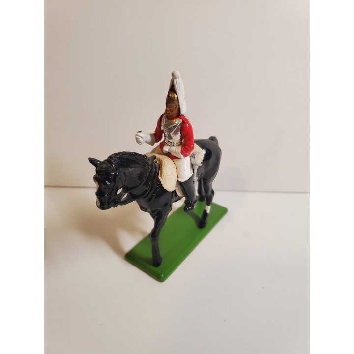 Black Horse Figurine With Rider In Red Uniform image 1
