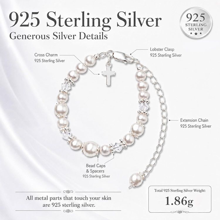 Immagine di 925 Sterling Silver Baptism Bracelet Set 2