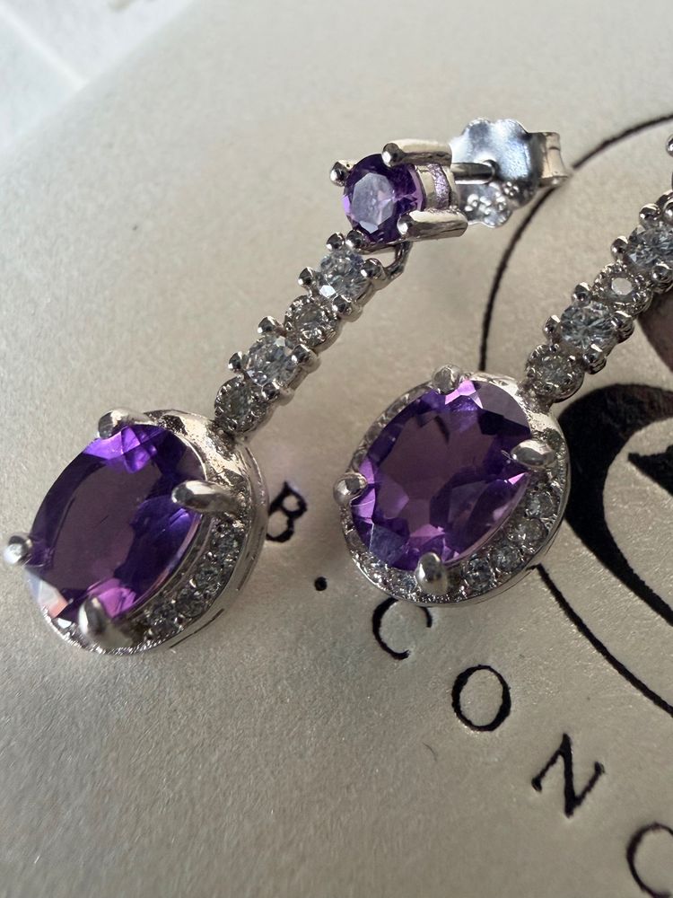 B Concept Platinum Plated Earrings With Amethyst  image 8