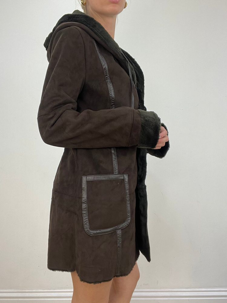 vintage edit six | medium brown balmain style hooded jacket image 4