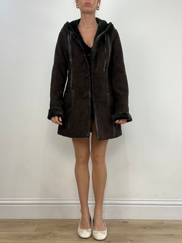 vintage edit six | medium brown balmain style hooded jacket image 6