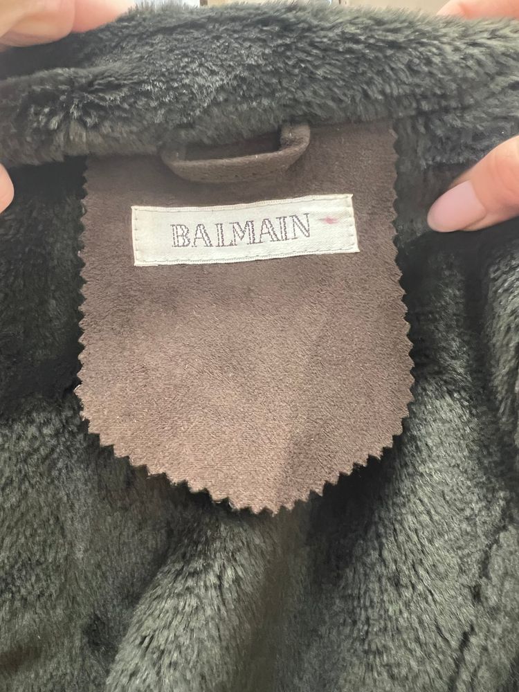 vintage edit six | medium brown balmain style hooded jacket image 7