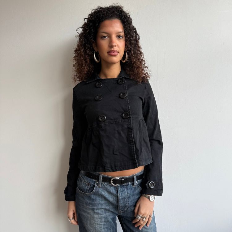 Black denim peacoat - Size S image 8