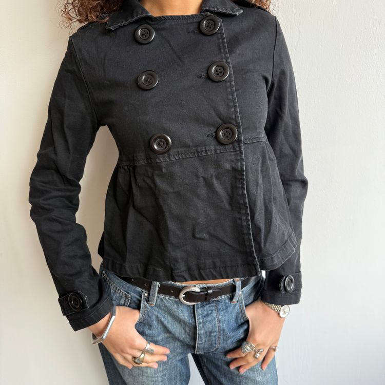 Black denim peacoat - Size S image 7