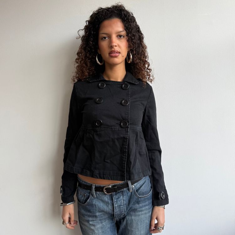 Black denim peacoat - Size S image 1
