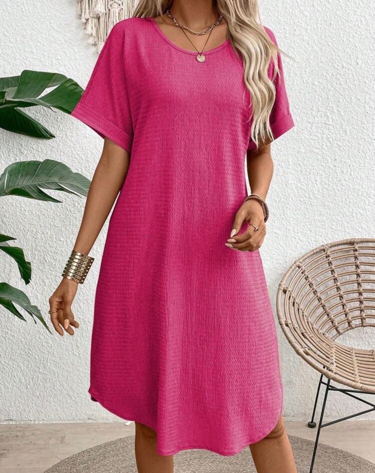 SHEIN pink short sleeve casual dress product image