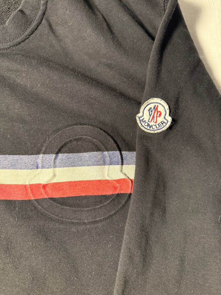 Moncler Black Sweatshirt With Tricolor Stripe 2