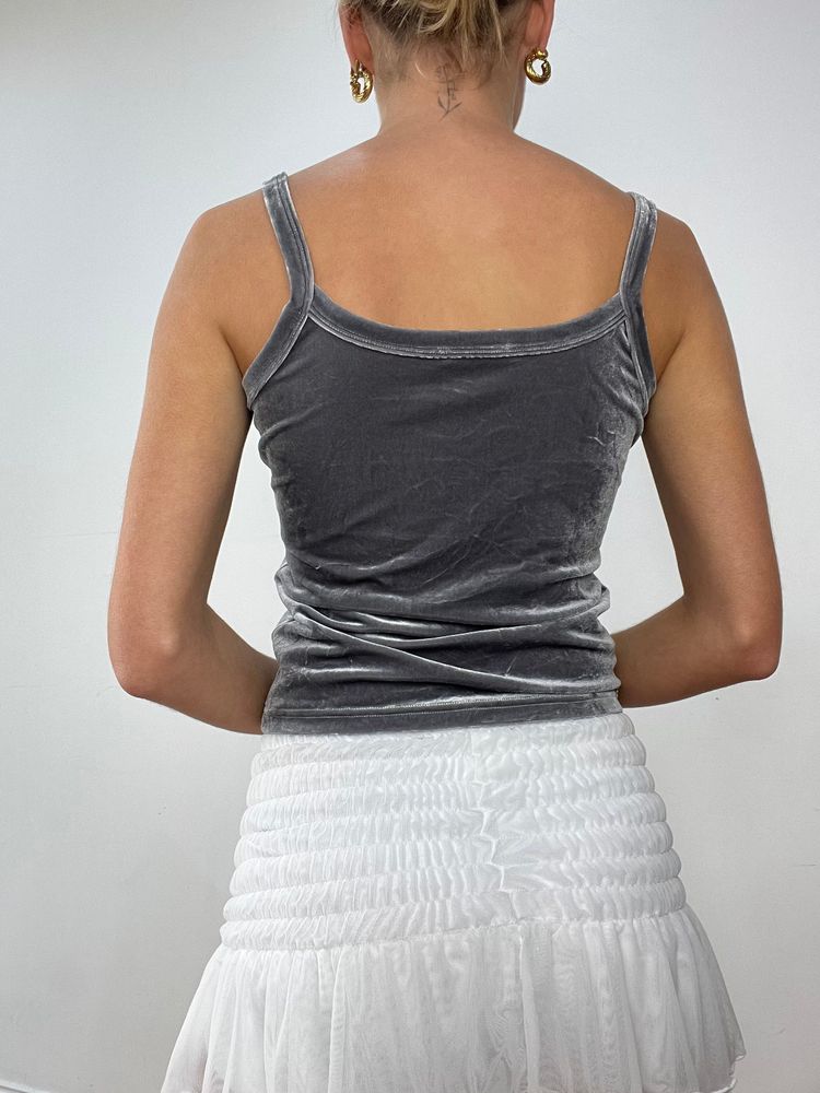 BALLETCORE | small grey velour cami top image 3