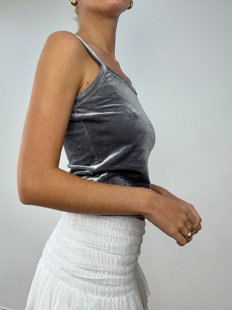 BALLETCORE | small grey velour cami top image 2