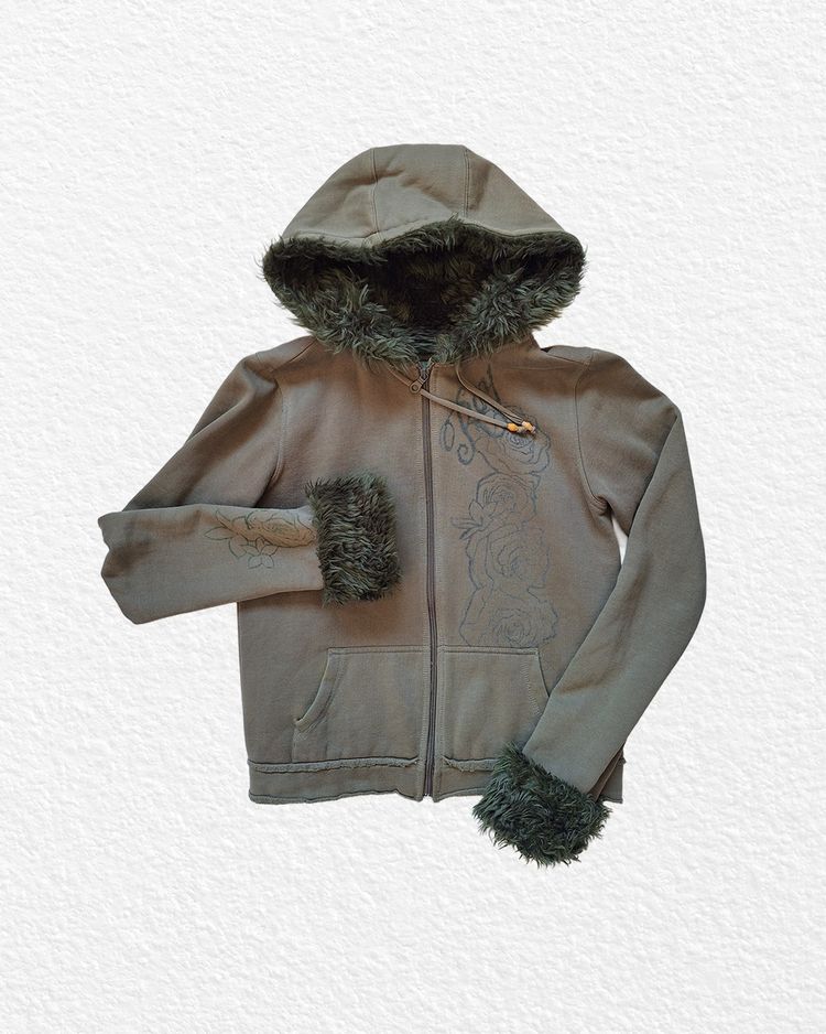 Hooded Zip-Up Jacket With Faux Fur Trim