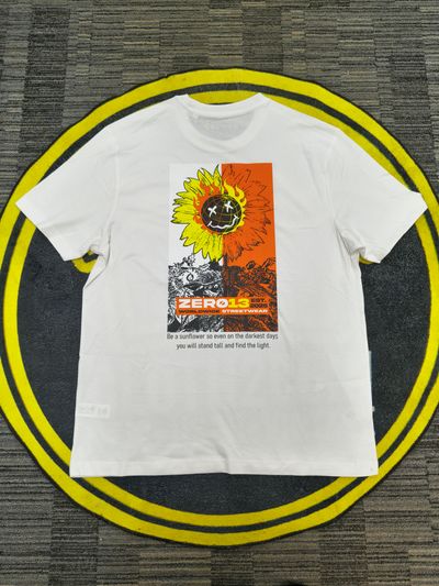 Zero13 Sunflower Smiley White T-Shirt, New, all sizes