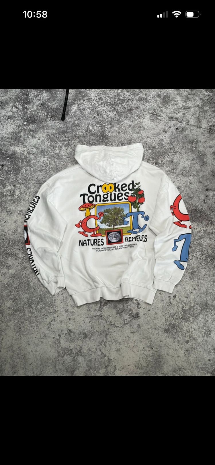 Crooked Tongues White Hoodie