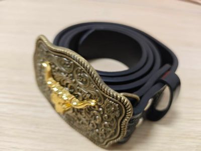 Black Belt With Ornate Gold Buckle