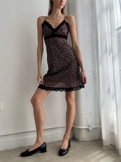 Black Floral Slip Dress