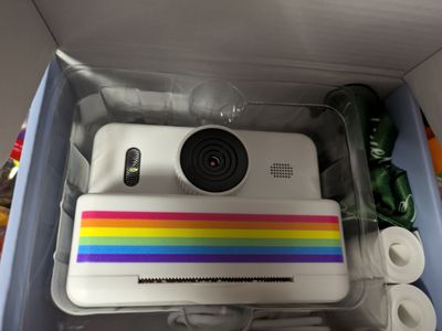 White Instant thermal Camera With Rainbow Stripe