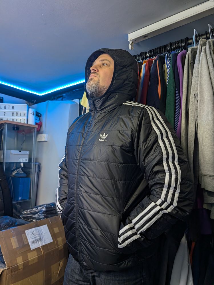 Adidas padded Jacket, striped arms, brand new all sizes  image 1