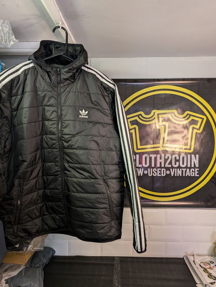 Adidas padded Jacket, striped arms, brand new all sizes  image 2