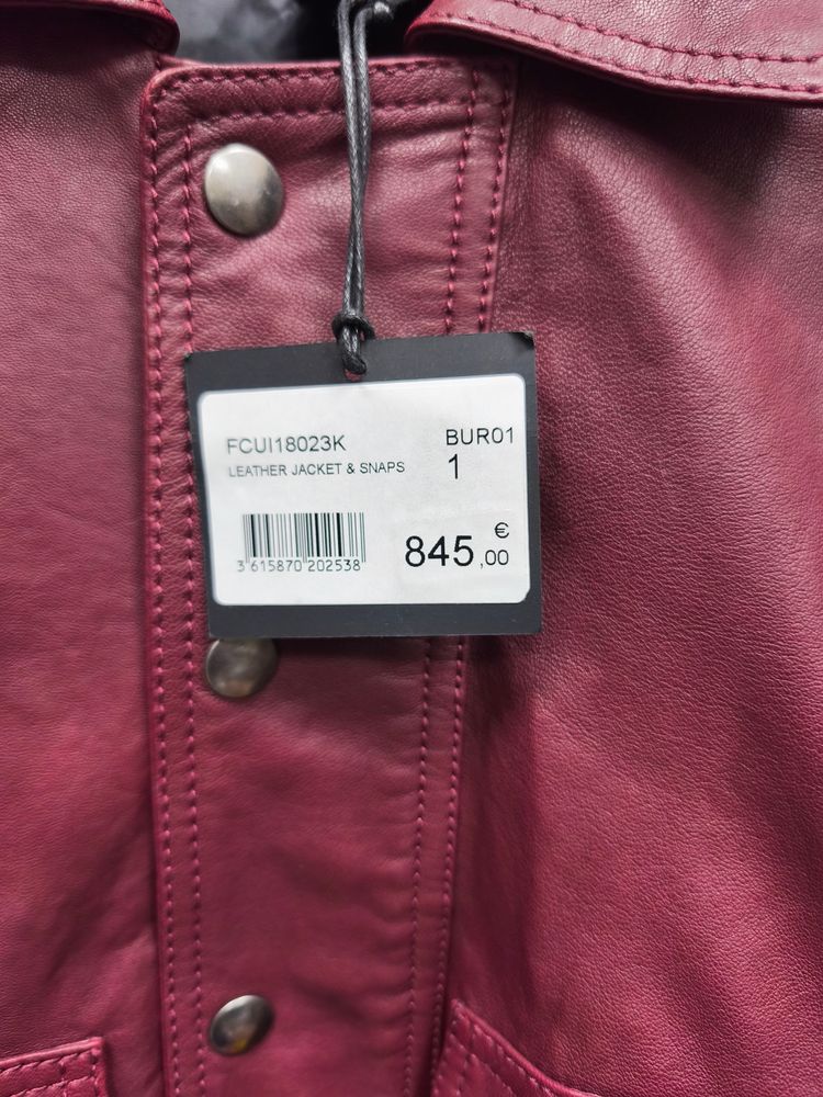 burgundy leather jacket with snaps image 2