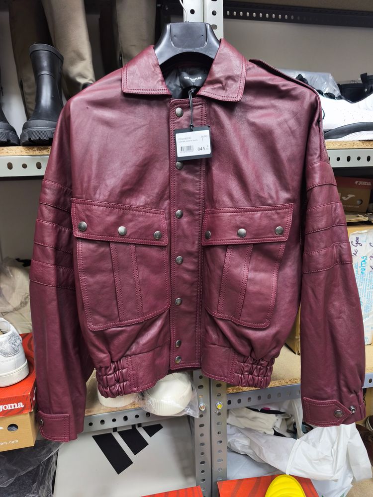 burgundy leather jacket with snaps image 1