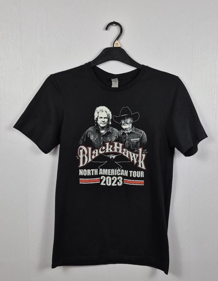 Gildan BlackHawk Band North American Tour 2023 T-Shirt Small S Black Country Tee