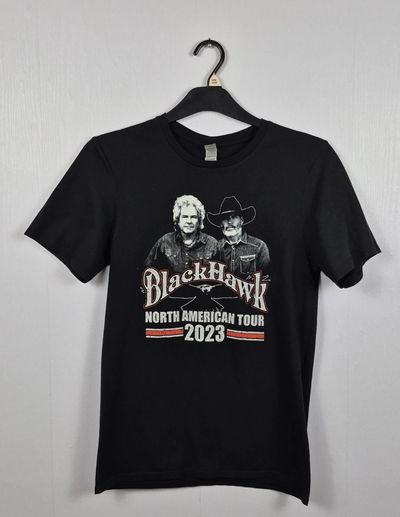 Gildan BlackHawk Band North American Tour 2023 T-Shirt Small S Black Country Tee
