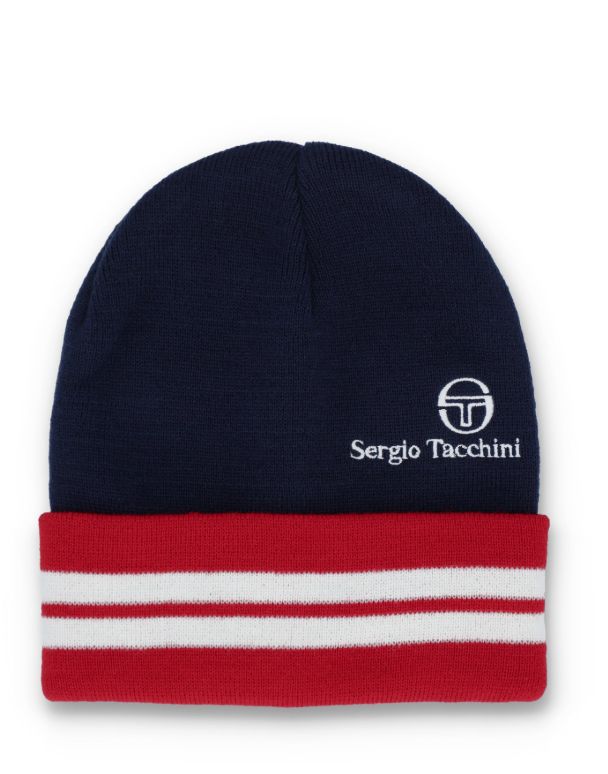 Sergio Tacchini Sergio Tacchini Surgis Jacquard Striped Turn Up Beanie Navy product image