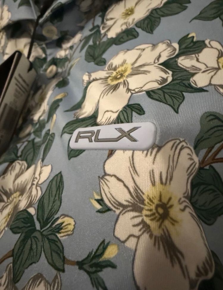 RLX Ralph Lauren Men's M Medium Georgia Rose Print Golf Polo Shirt Blue NWT 6
