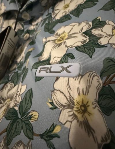 RLX Ralph Lauren Men's M Medium Georgia Rose Print Golf Polo Shirt Blue NWT 6