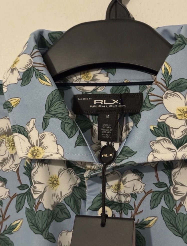 RLX Ralph Lauren Men's M Medium Georgia Rose Print Golf Polo Shirt Blue NWT 3