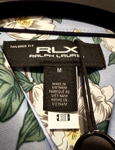RLX Ralph Lauren Men's M Medium Georgia Rose Print Golf Polo Shirt Blue NWT 4