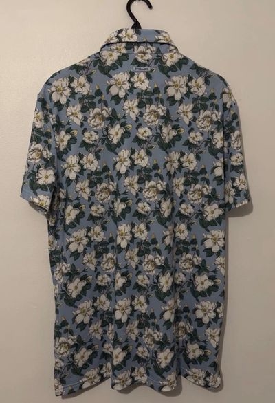 RLX Ralph Lauren Men's M Medium Georgia Rose Print Golf Polo Shirt Blue NWT 7