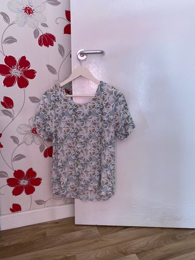 White Stuff floral short sleeve blouse size 12