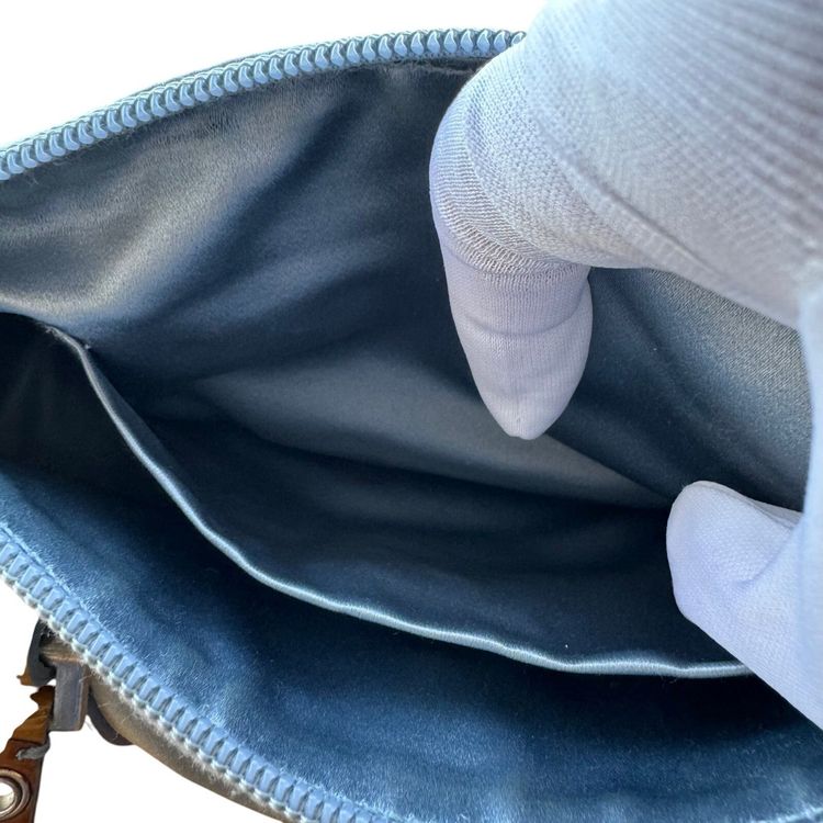 Prada Light Blue Nylon Leather Logo Top Handle Bag image 4
