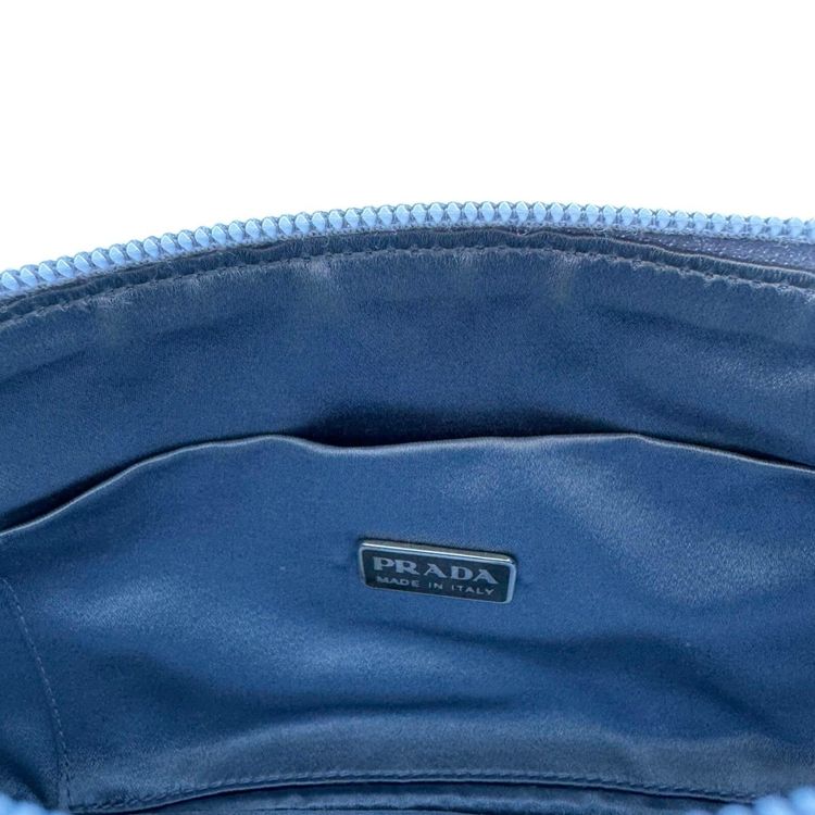 Prada Light Blue Nylon Leather Logo Top Handle Bag image 5