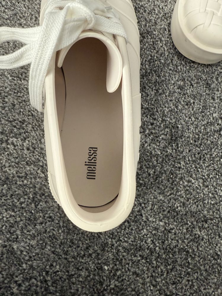 Melissa White Woven Lace-Up Sneakers image 4