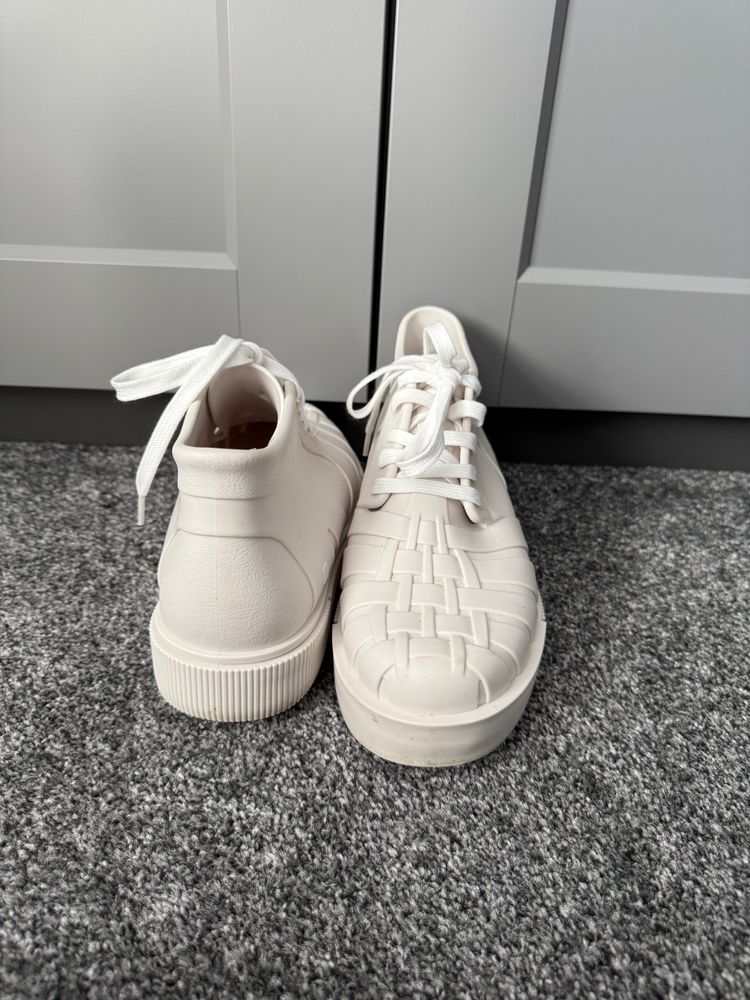 Melissa White Woven Lace-Up Sneakers image 3