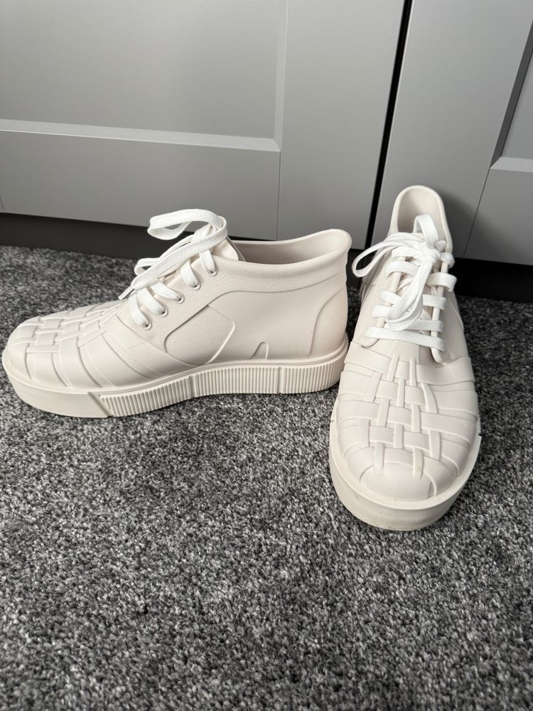 Melissa White Woven Lace-Up Sneakers image 5