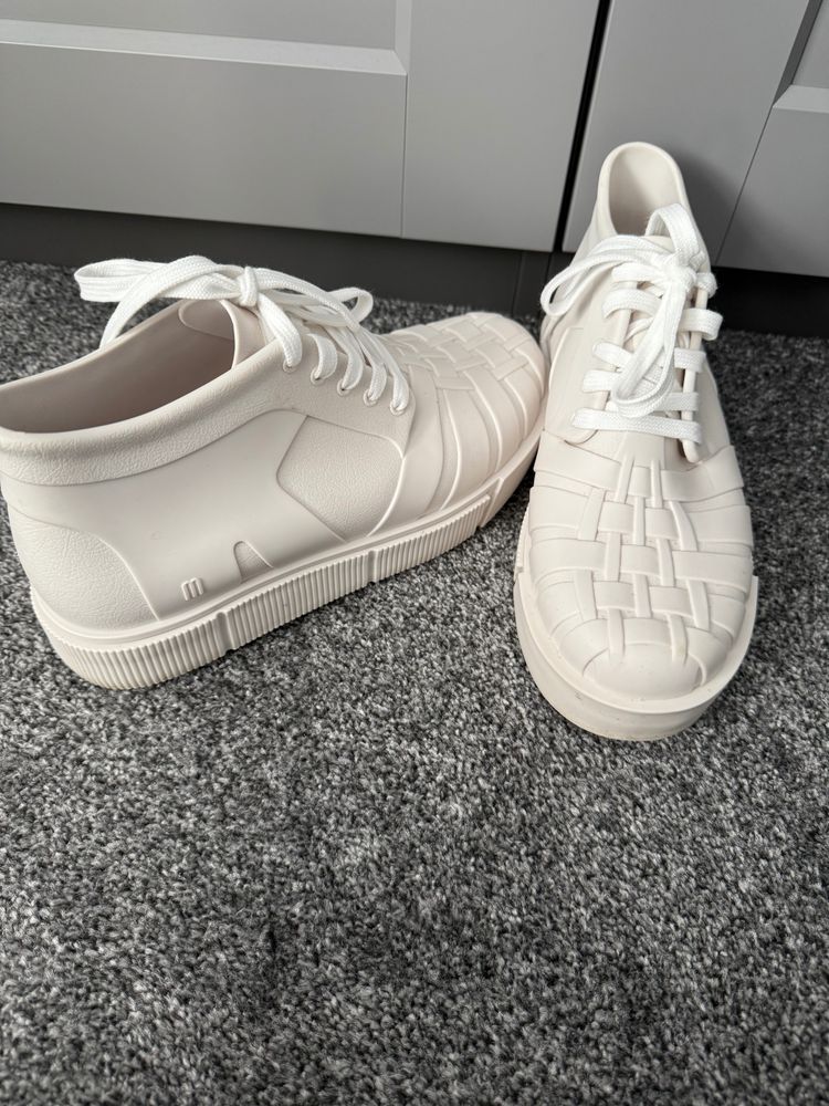 Melissa White Woven Lace-Up Sneakers image 2
