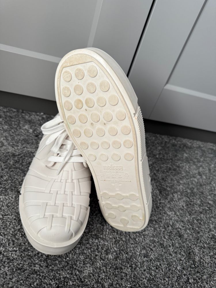 Melissa White Woven Lace-Up Sneakers image 6