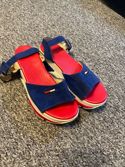 Blue And Red Sandals