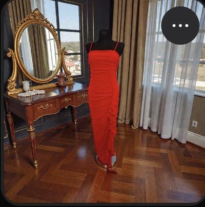 Red Ruched Midi Dress