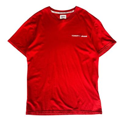 Tommy Jeans Red T-Shirt Logo Ricamato Uomo (L)